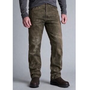 Kuhl Rydr Mens 32x30 Olive Brown Vintage Patina Dye Canvas Work Pants